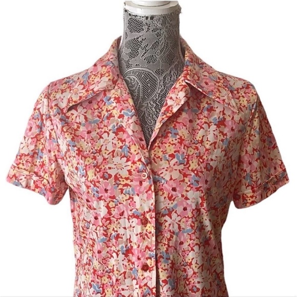 VINTAGE 70s Sears Floral Print Button Down Top - Picture 4 of 6